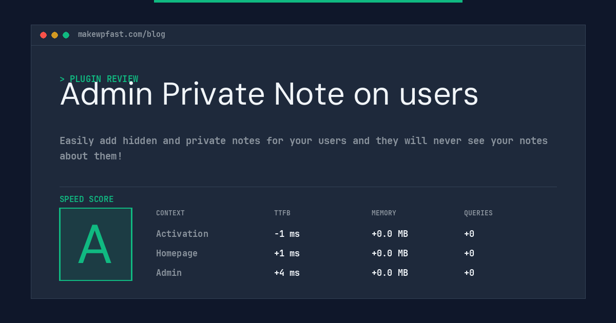 Admin Private Note on users - MakeWPFast