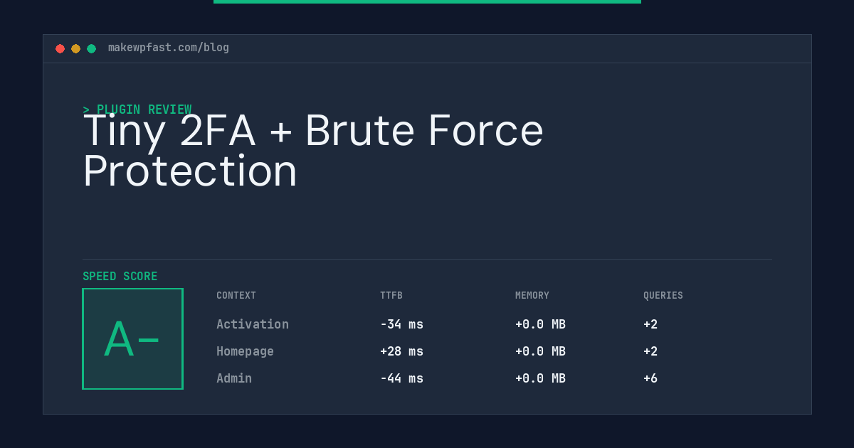 Tiny 2FA + Brute Force Protection - MakeWPFast
