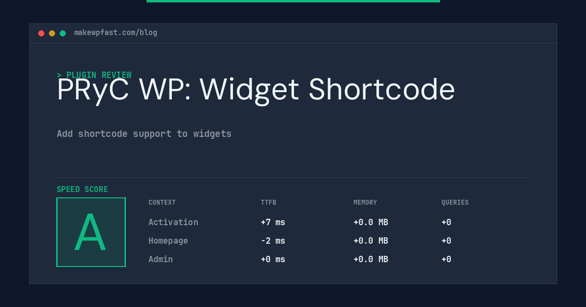PRyC WP: Widget Shortcode - MakeWPFast