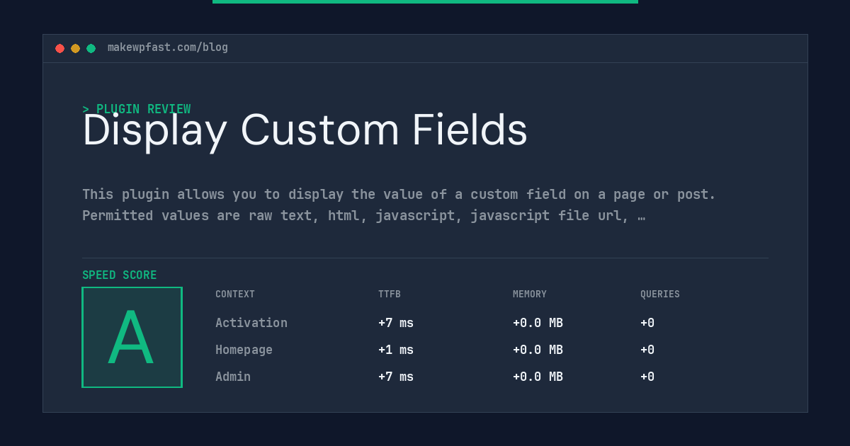 Display Custom Fields - MakeWPFast