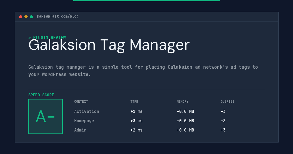 Galaksion Tag Manager - MakeWPFast