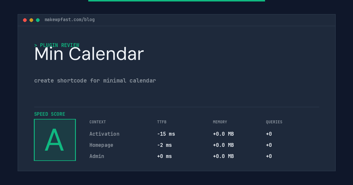 Min Calendar - MakeWPFast