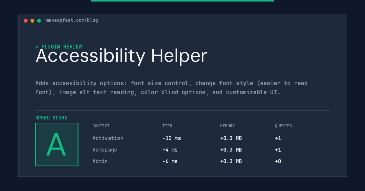 Accessibility Helper - MakeWPFast
