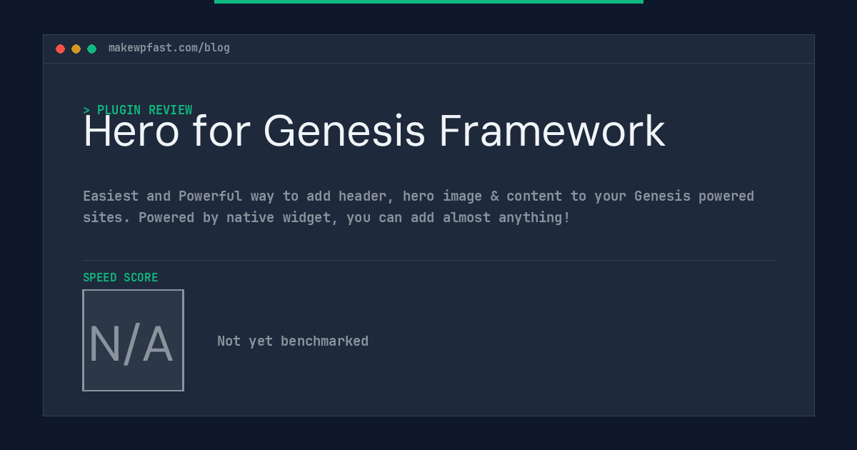 Hero for Genesis Framework - MakeWPFast