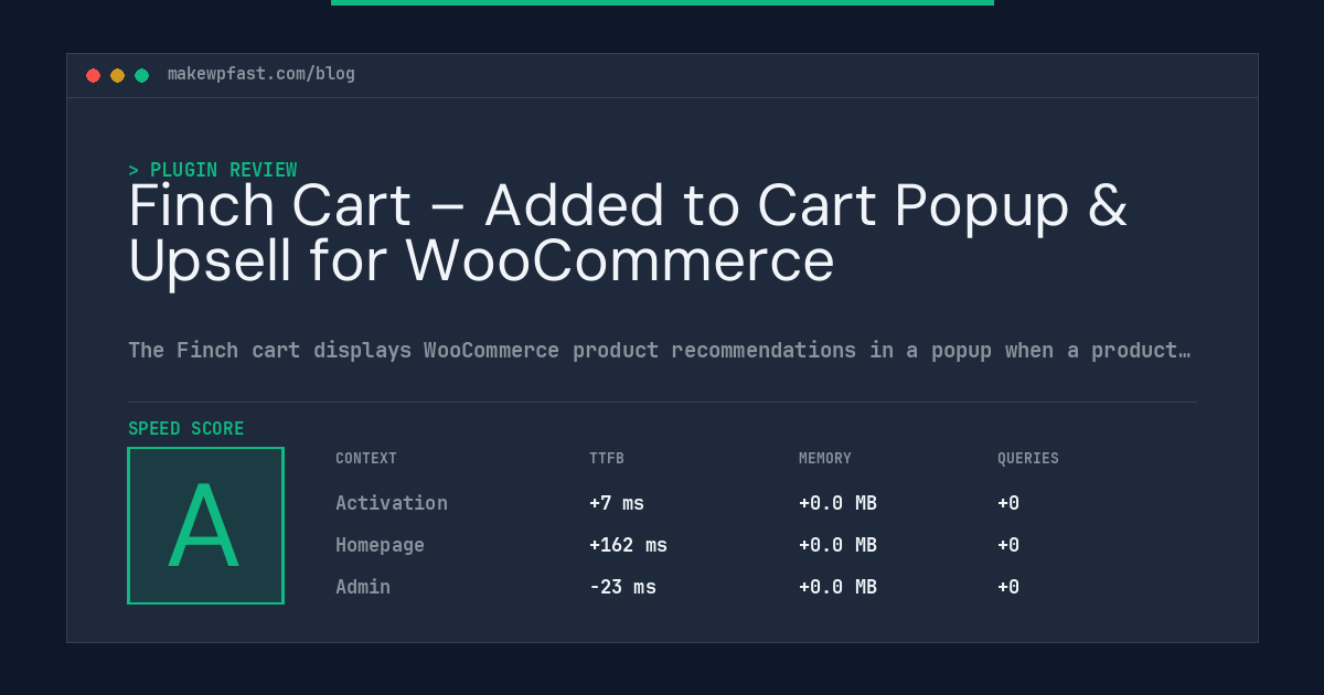 Finch Cart – Added to Cart Popup & Upsell for WooCommerce - MakeWPFast