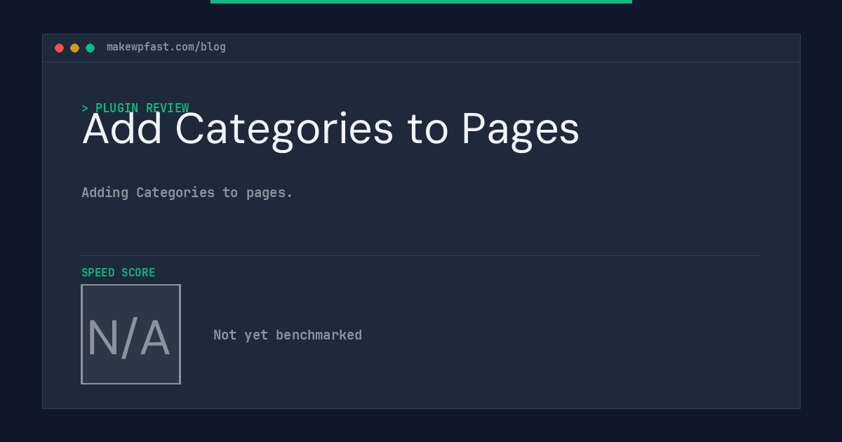 Add Categories to Pages - MakeWPFast