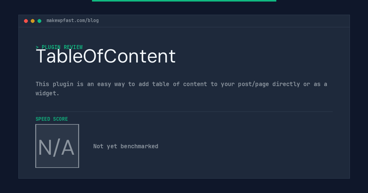 TableOfContent - MakeWPFast