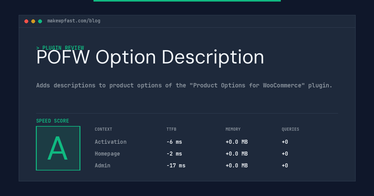 POFW Option Description - MakeWPFast