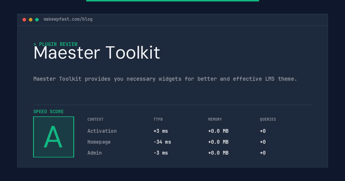 Maester Toolkit - MakeWPFast