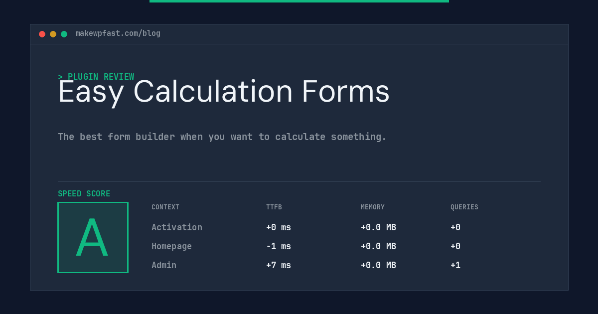 Easy Calculation Forms - MakeWPFast