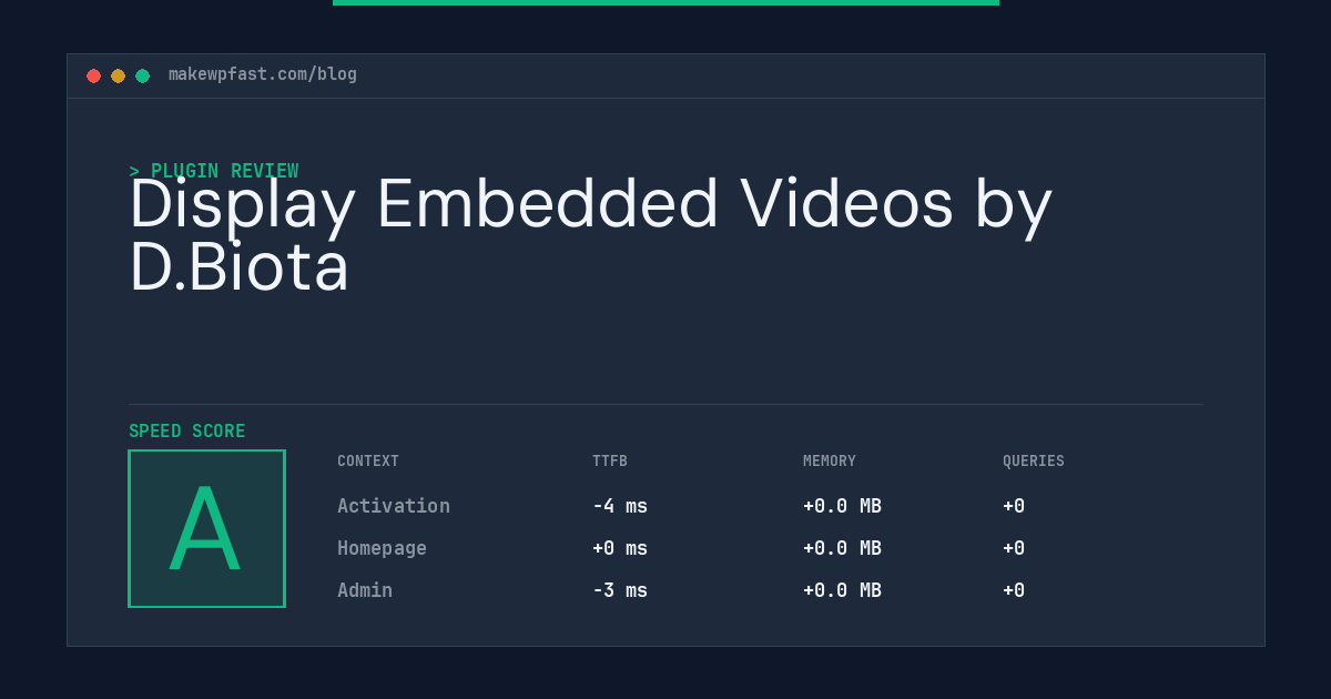 Display Embedded Videos by D.Biota - MakeWPFast