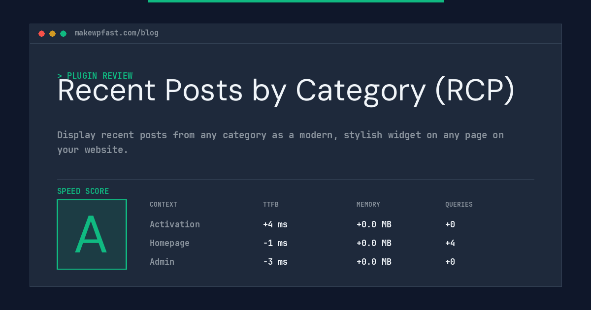 Recent Posts by Category (RCP) - MakeWPFast