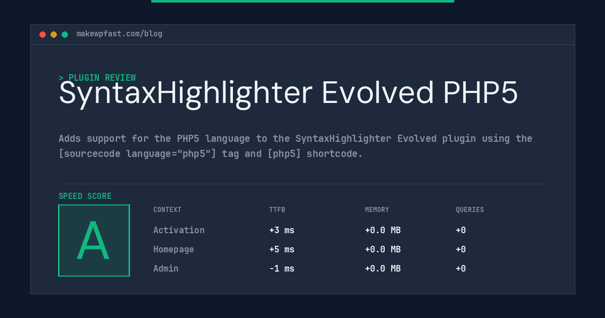 SyntaxHighlighter Evolved PHP5 - MakeWPFast