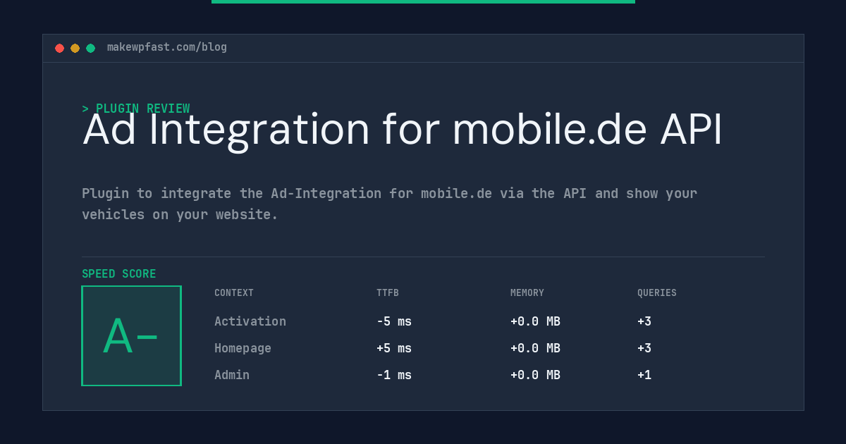 Ad Integration for mobile.de API - MakeWPFast
