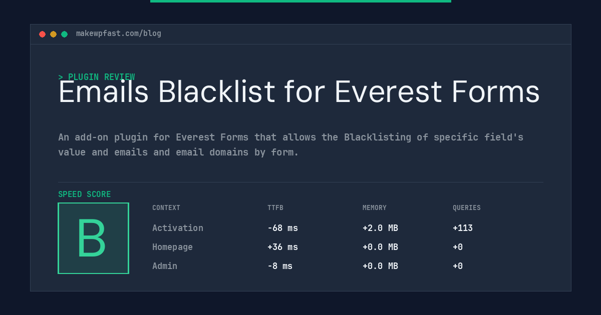 Emails Blacklist for Everest Forms - MakeWPFast