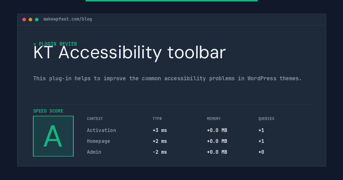 KT Accessibility toolbar - MakeWPFast