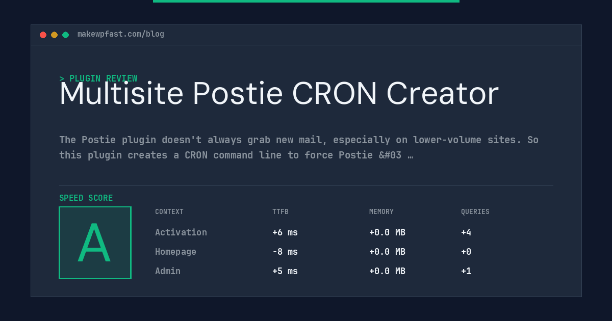 Multisite Postie CRON Creator - MakeWPFast