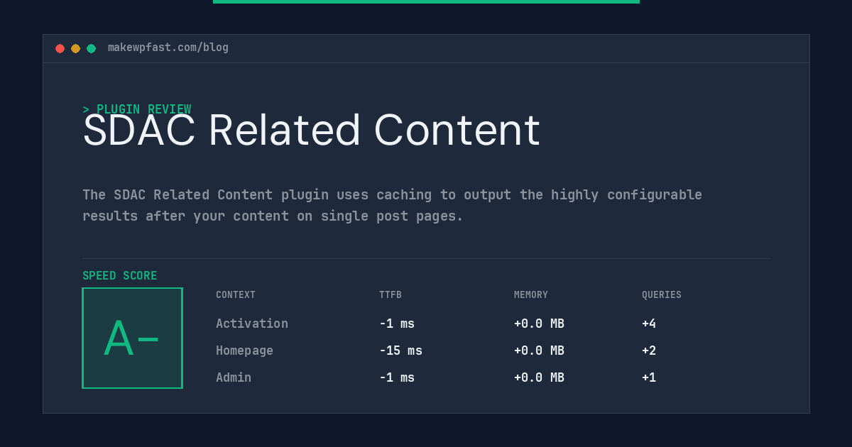 SDAC Related Content - MakeWPFast