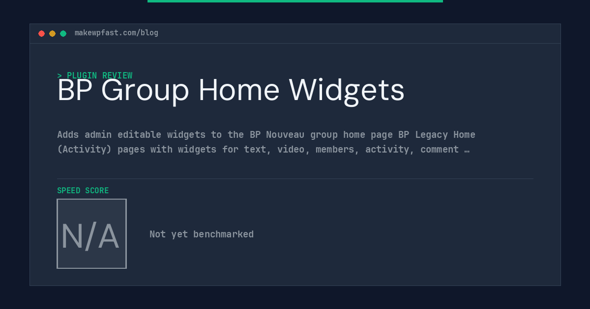 BP Group Home Widgets - MakeWPFast