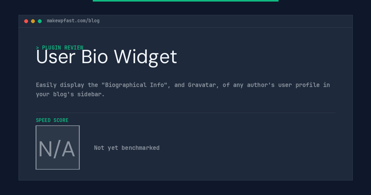 User Bio Widget - MakeWPFast