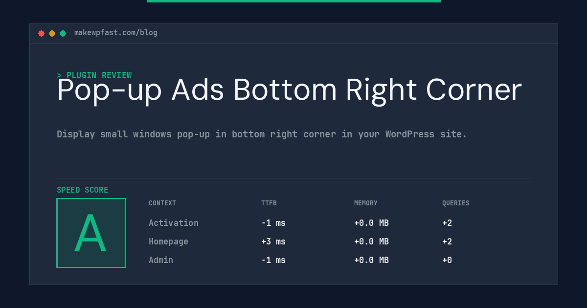 Pop-up Ads Bottom Right Corner - MakeWPFast