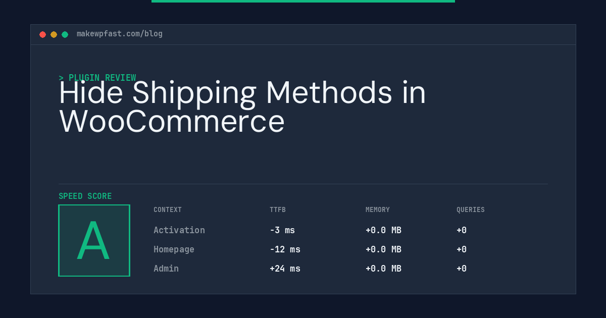 Hide Shipping Methods in WooCommerce - MakeWPFast
