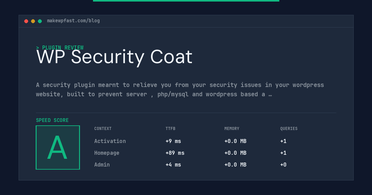WP Security Coat - MakeWPFast