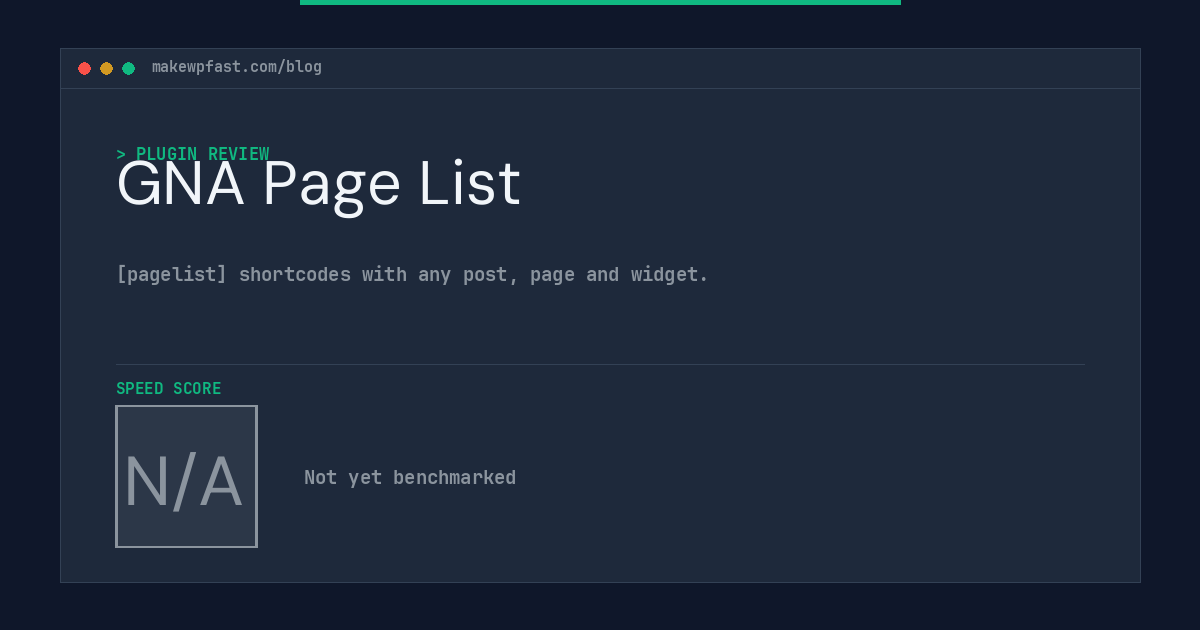 GNA Page List - MakeWPFast