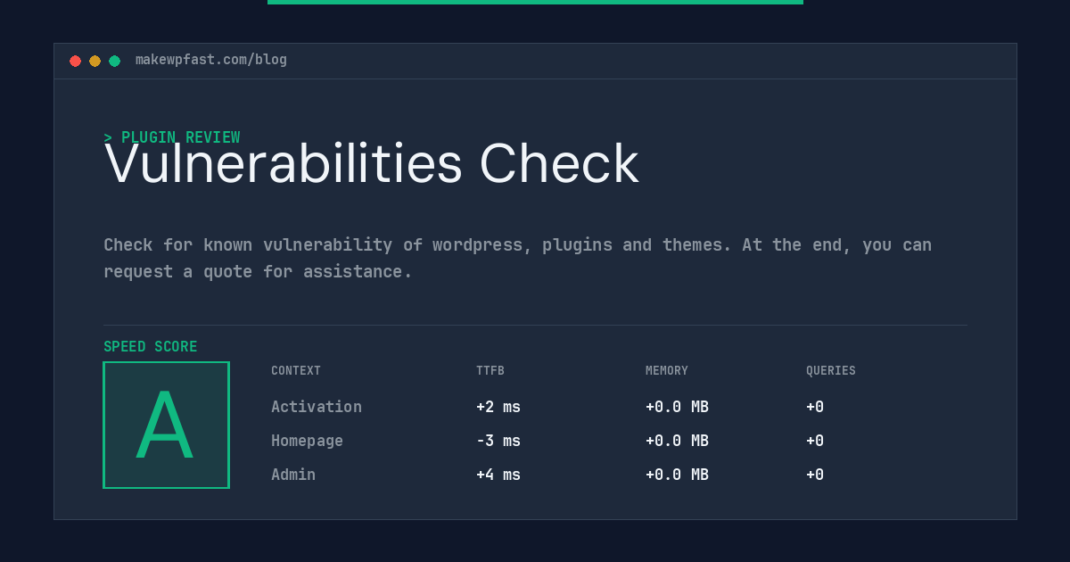 Vulnerabilities Check - MakeWPFast