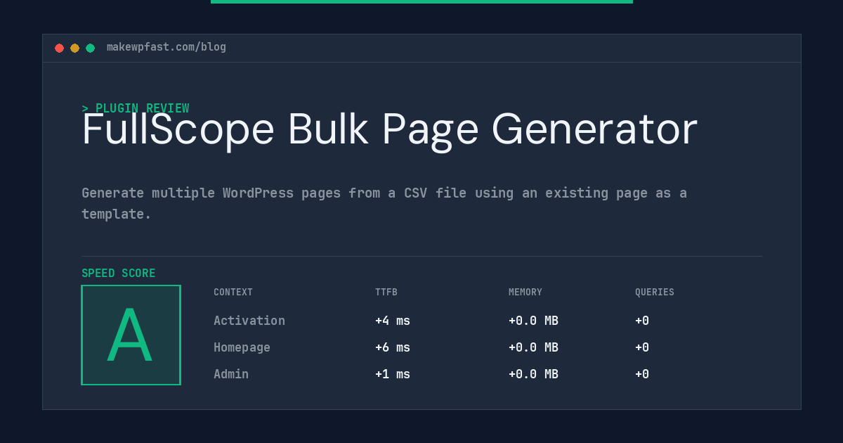 FullScope Bulk Page Generator - MakeWPFast