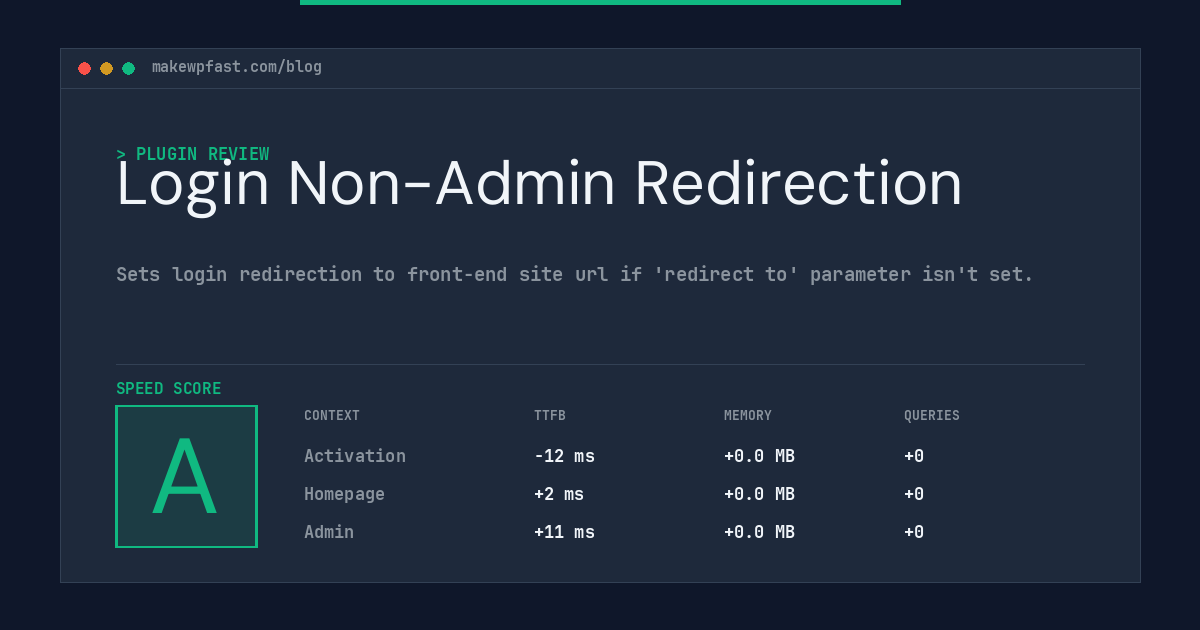Login Non-Admin Redirection - MakeWPFast
