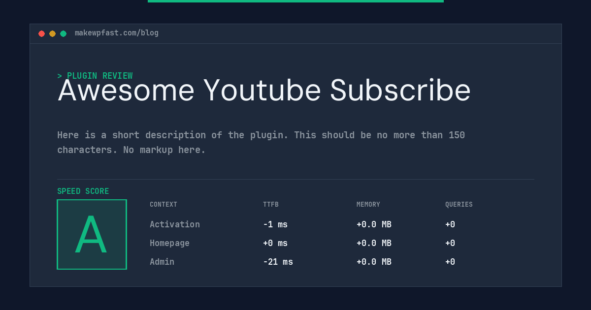 Awesome Youtube Subscribe - MakeWPFast