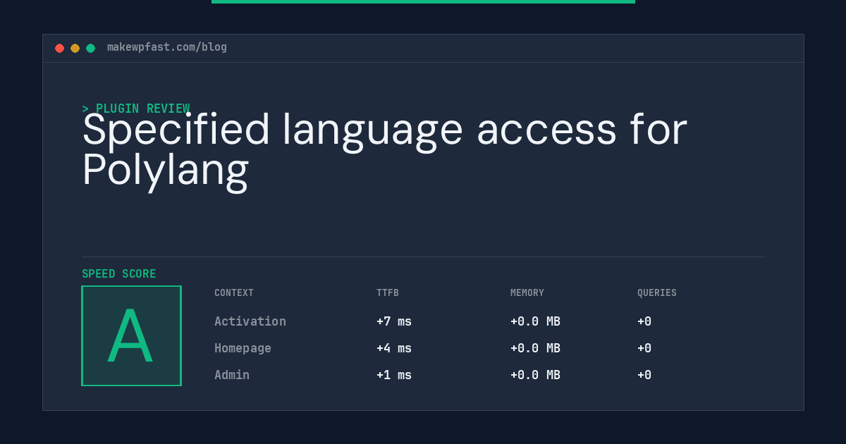 Specified language access for Polylang - MakeWPFast