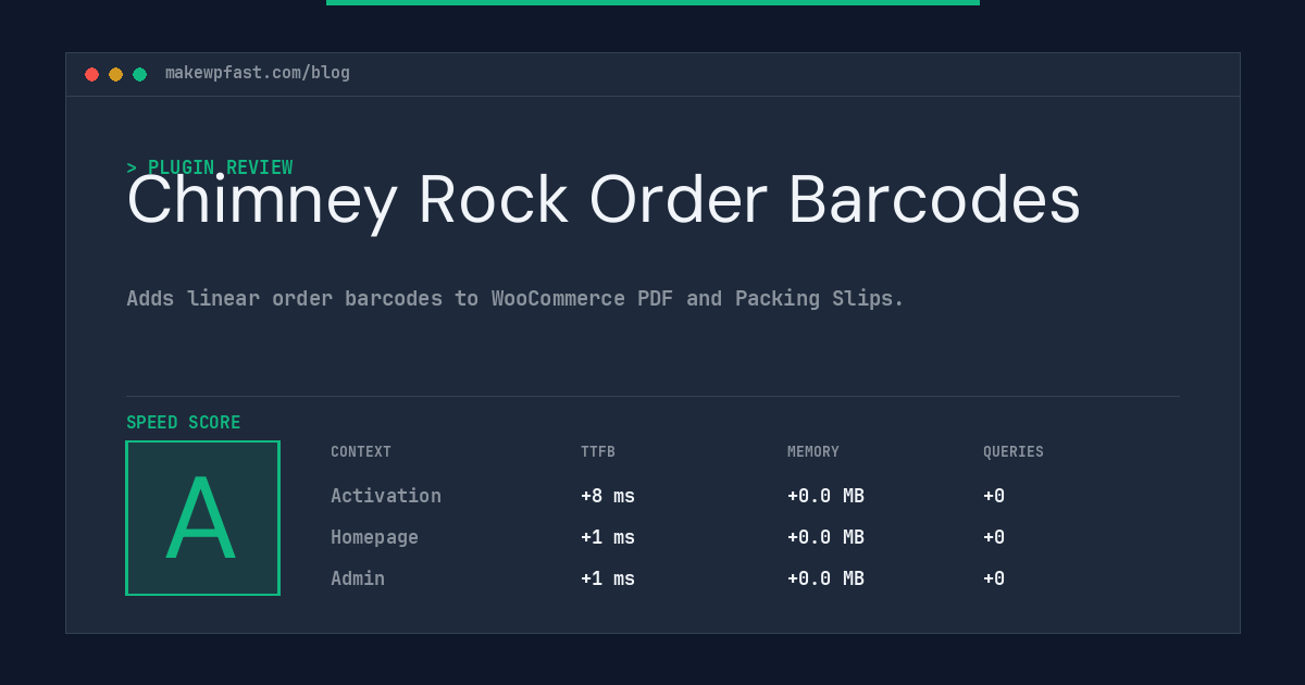 Chimney Rock Order Barcodes - MakeWPFast