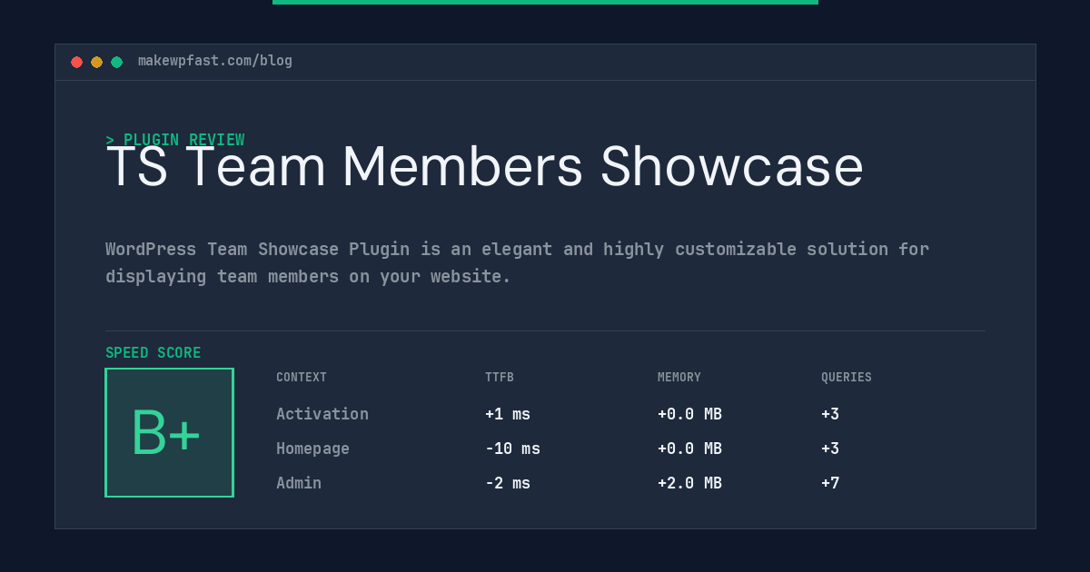 TS Team Members Showcase - MakeWPFast
