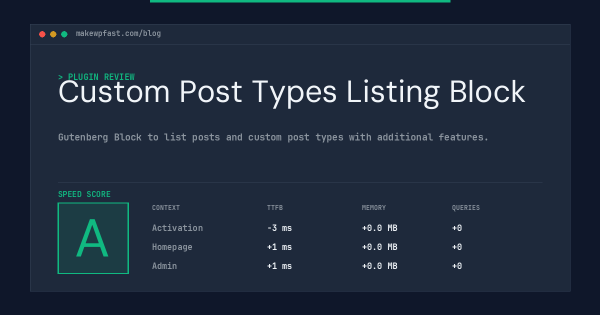 Custom Post Types Listing Block - MakeWPFast
