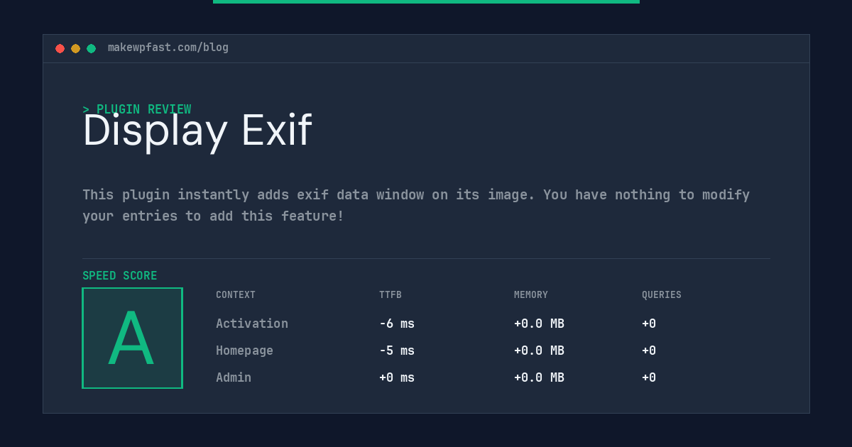 Display Exif - MakeWPFast