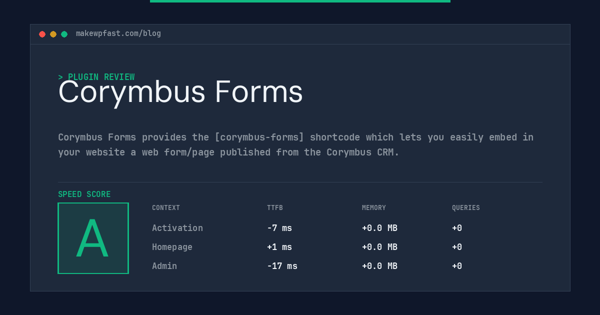 Corymbus Forms - MakeWPFast