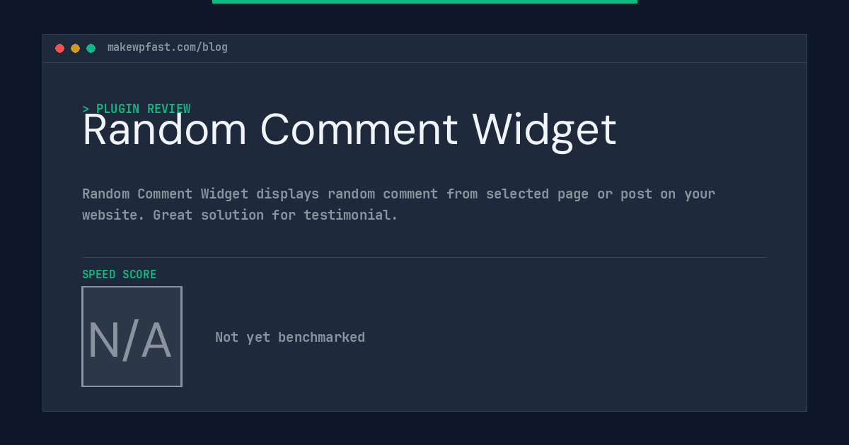 Random Comment Widget - MakeWPFast