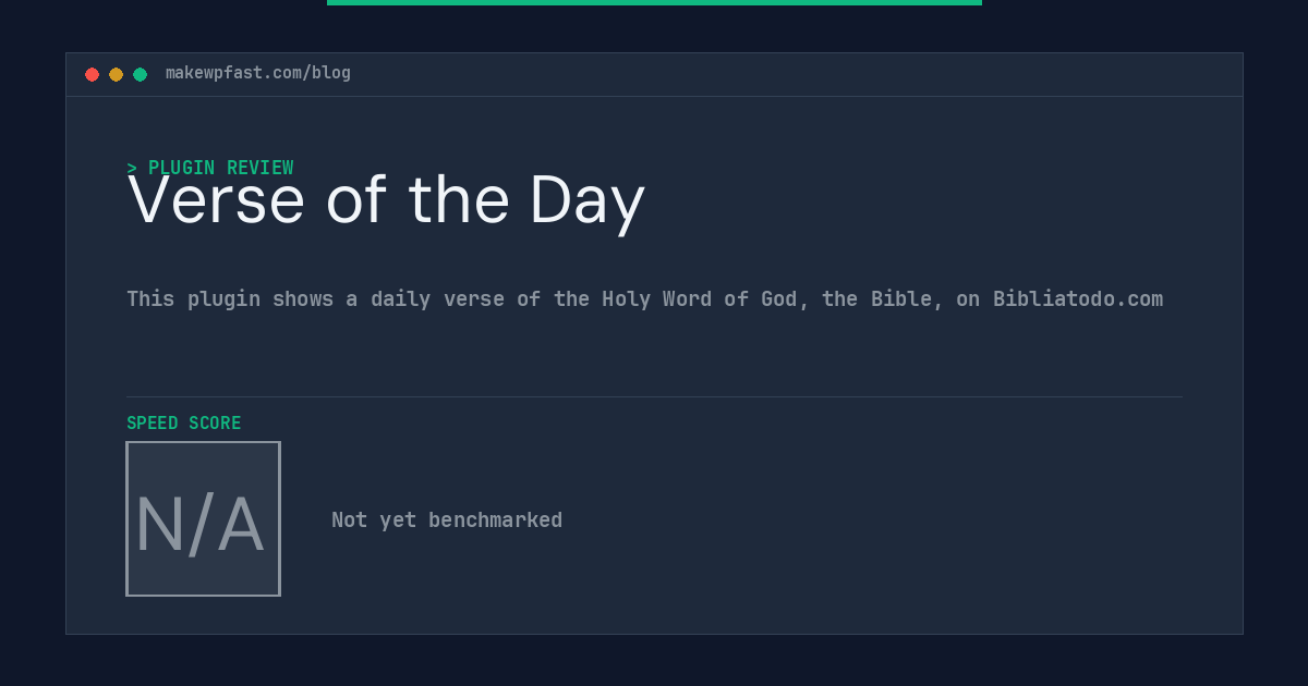 Verse of the Day - MakeWPFast