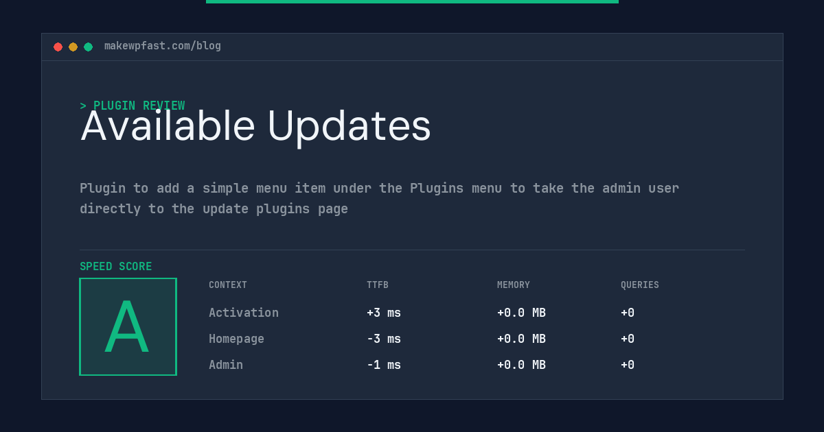 Available Updates - MakeWPFast