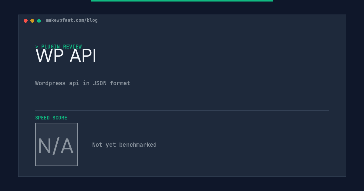 WP API - MakeWPFast