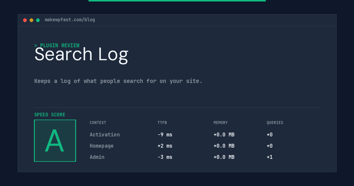 Search Log - MakeWPFast