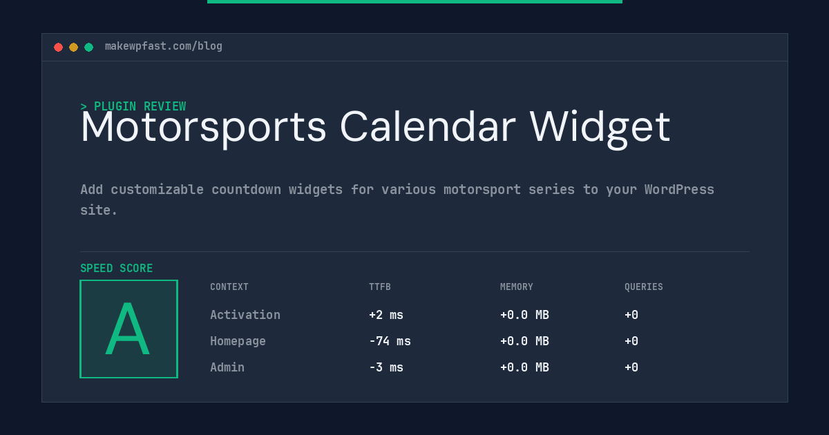 Motorsports Calendar Widget - MakeWPFast
