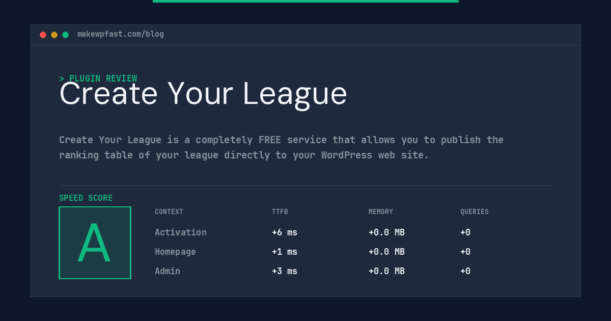 Create Your League - MakeWPFast
