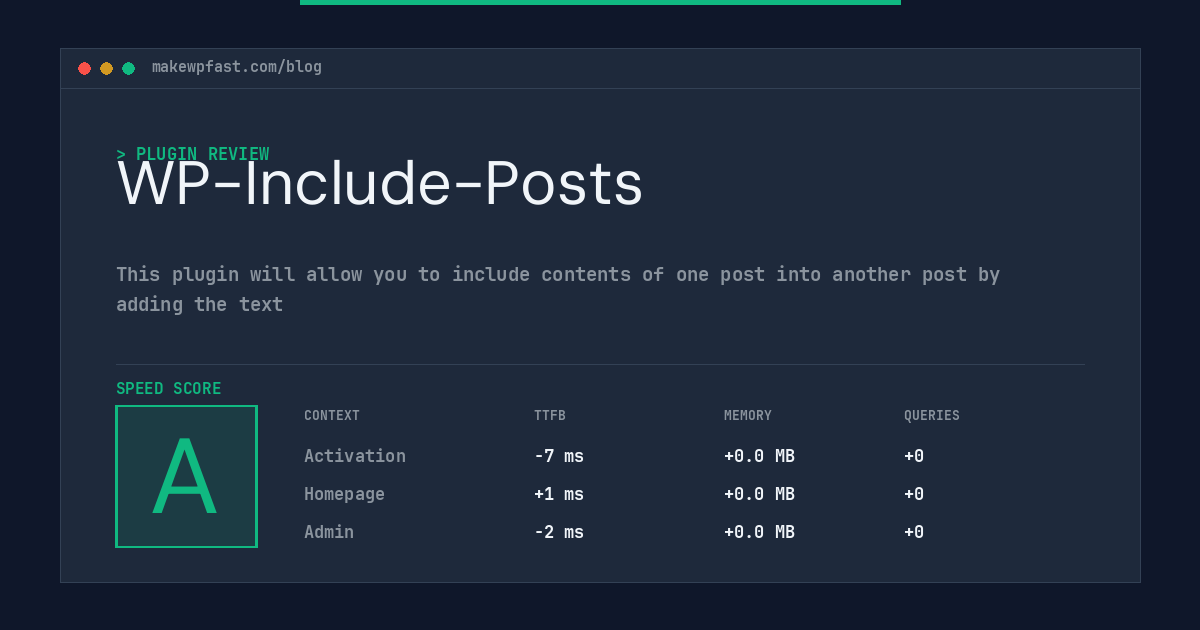 WP-Include-Posts - MakeWPFast