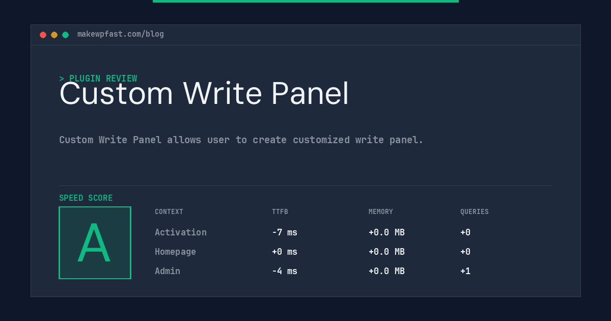 Custom Write Panel - MakeWPFast