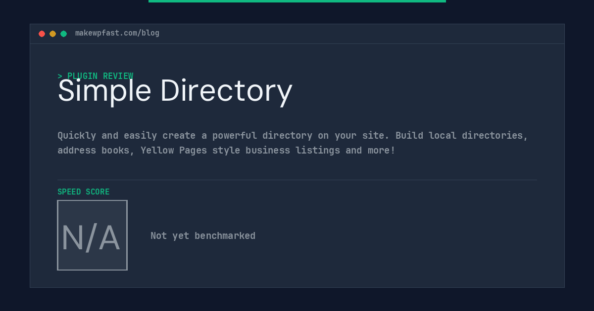Simple Directory - MakeWPFast