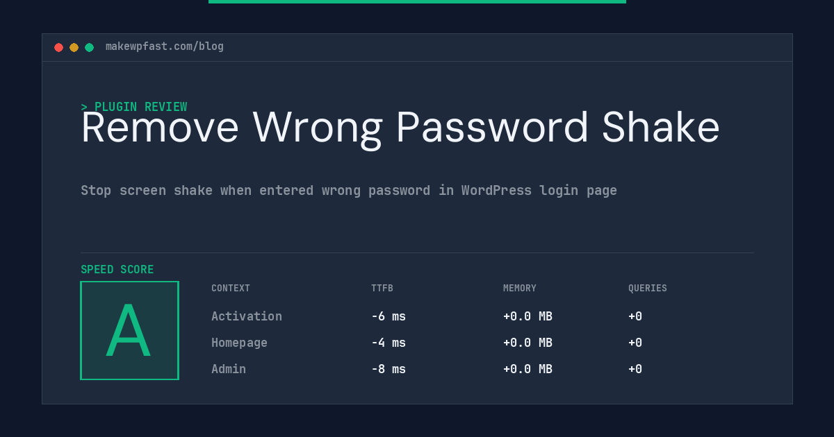 Remove Wrong Password Shake - MakeWPFast