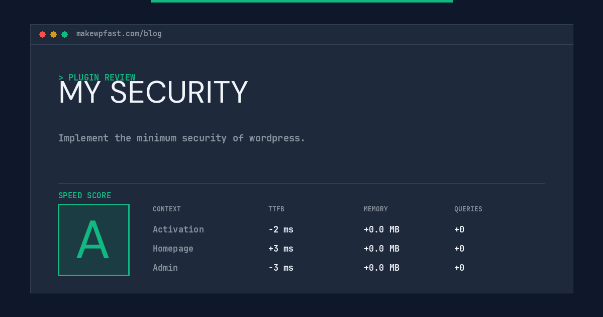 MY SECURITY - MakeWPFast
